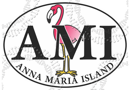 Anna Maria Island, FL - AMI Flamingo Decal