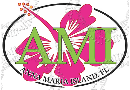 Anna Maria Island, FL - AMI Hibiscus Decal