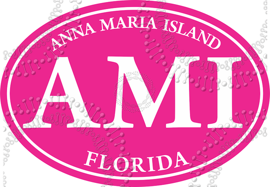 Anna Maria Island, FL - AMI Pink Oval Decal