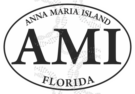 Anna Maria Island, FL - AMI White Oval Decal