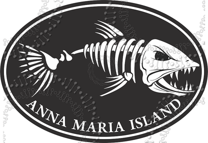 Anna Maria Island, FL - Black Fishbonz Decal