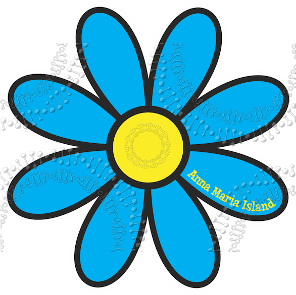 Anna Maria Island, FL - Cyan Daisy Decal