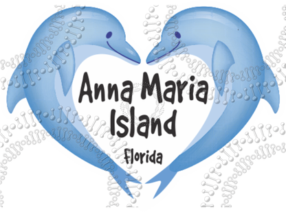 Anna Maria Island, FL - Dolphin Heart Decal