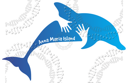 Anna Maria Island, FL - Dolphin Hug Blue Gradient Decal