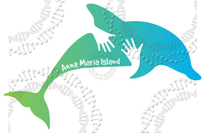 Anna Maria Island, FL - Dolphin Hug Green Gradient Decal