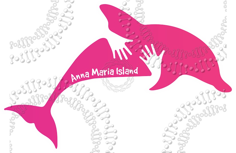 Anna Maria Island, FL - Dolphin Hug Pink Decal