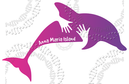 Anna Maria Island, FL - Dolphin Hug Purple Gradient Decal