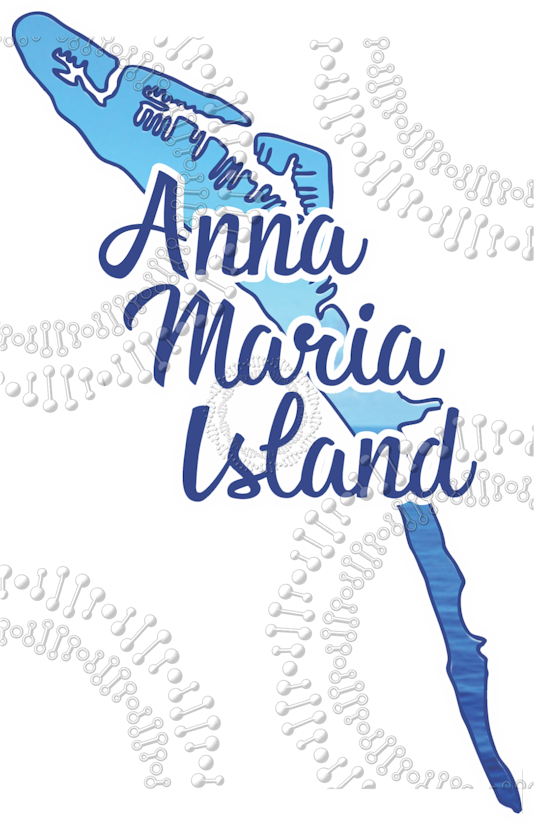 Anna Maria Island, FL - Island Shape with Cursive Text Decal