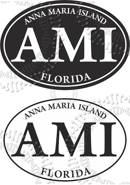 Anna Maria Island, FL - Mini Black and White AMI Decal