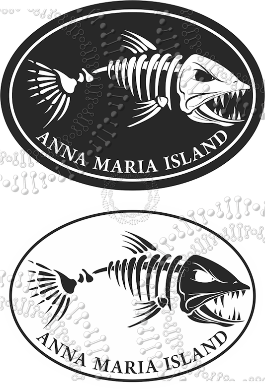 Anna Maria Island, FL - Mini Oval Fishbonz Decal