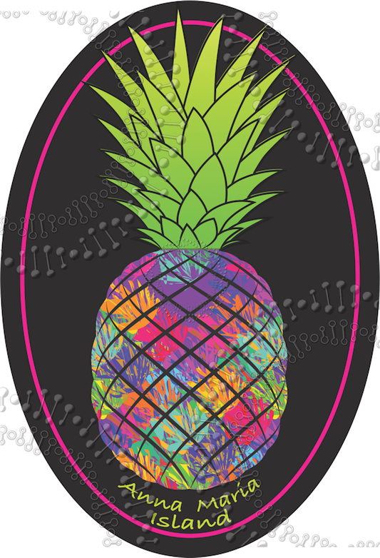 Anna Maria Island, FL - Oval Pineapple Decal