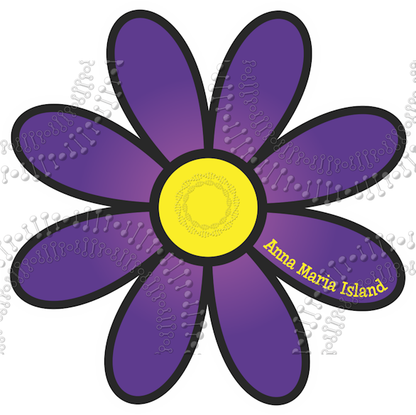 Anna Maria Island, FL - Purple Daisy Decal