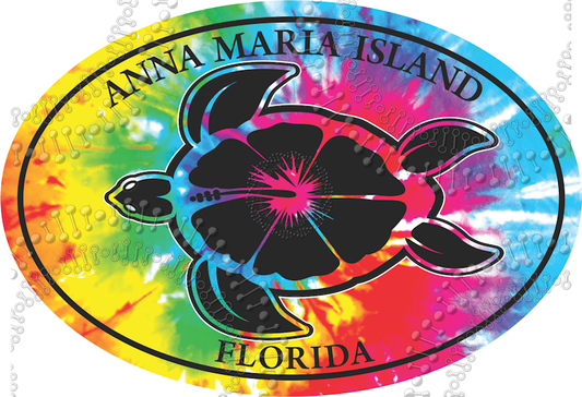 Anna Maria Island, FL - Tie Dye Turtle Decal