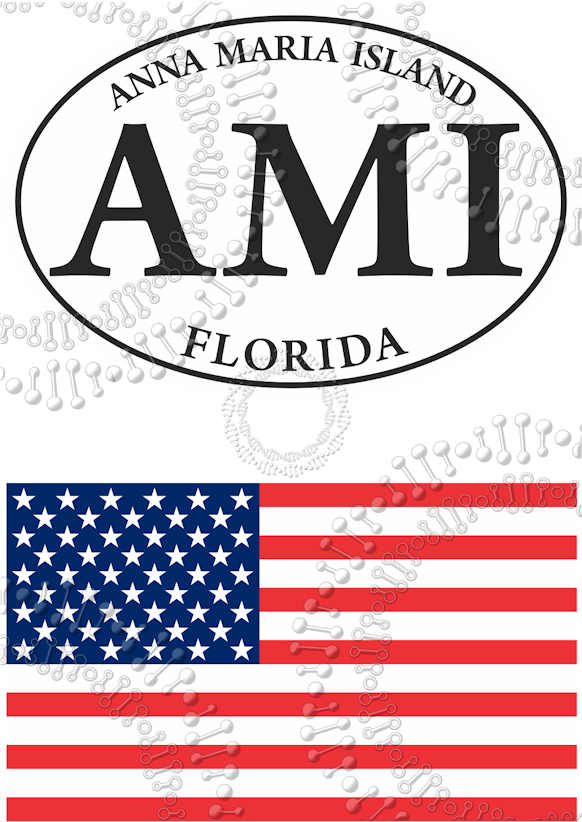 Anna Maria Island,FL - White AMI Oval with USA Flag