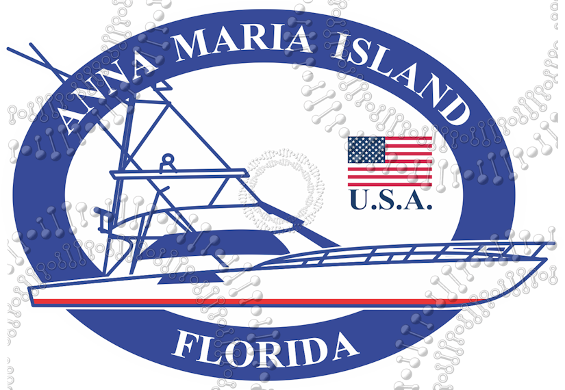 Anna Maria Island, FL -White Boat with Flag Decal