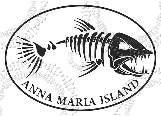 Anna Maria Island, FL - White Fishbonz Decal