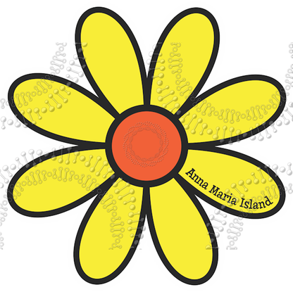 Anna Maria Island, FL - Yellow Daisy Decal