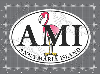 Anna Maria Island, FL - AMI Flamingo Decal