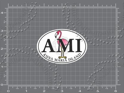 Anna Maria Island, FL - AMI Flamingo Decal