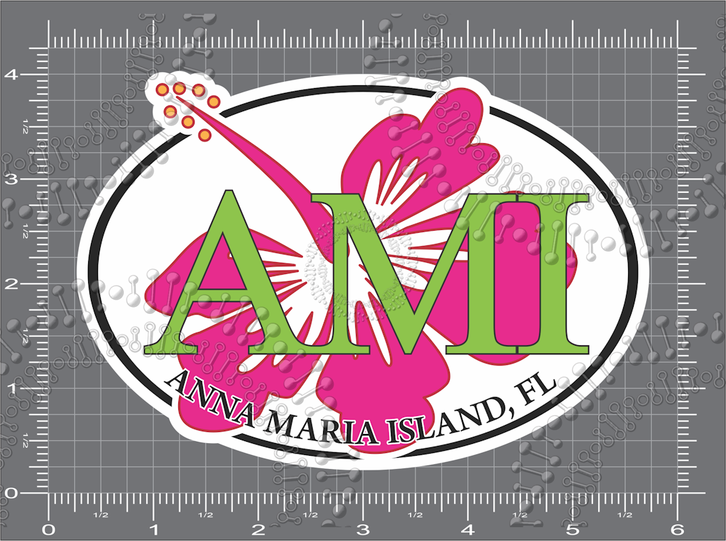 Anna Maria Island, FL - AMI Hibiscus Decal