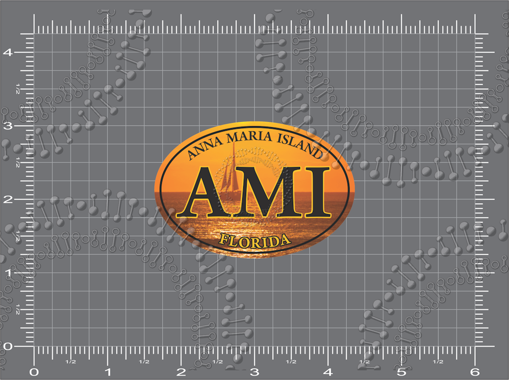 Anna Maria Island, FL - AMI Oval Sailboat Decal