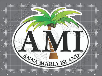 Anna Maria Island, FL - AMI Palm Tree Decal