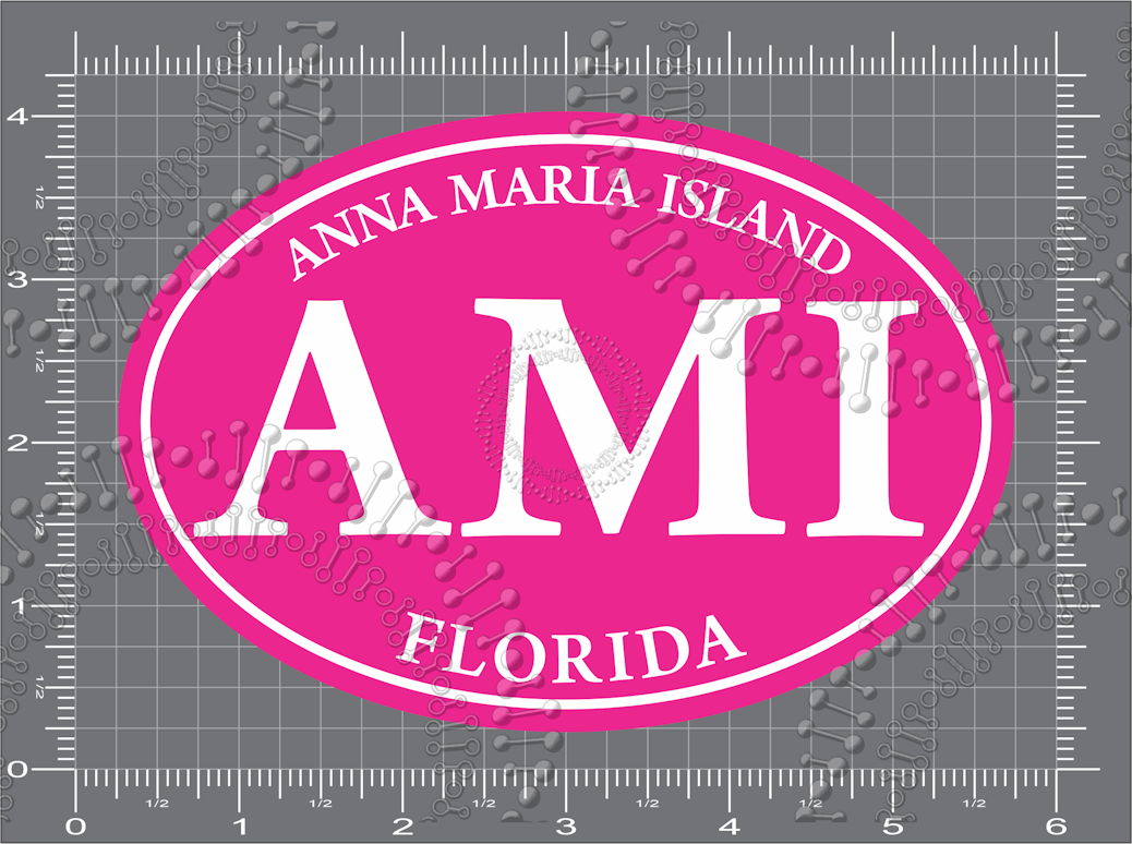 Anna Maria Island, FL - AMI Pink Oval Decal