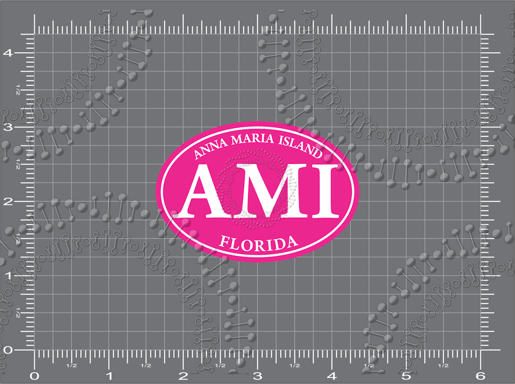 Anna Maria Island, FL - AMI Pink Oval Decal