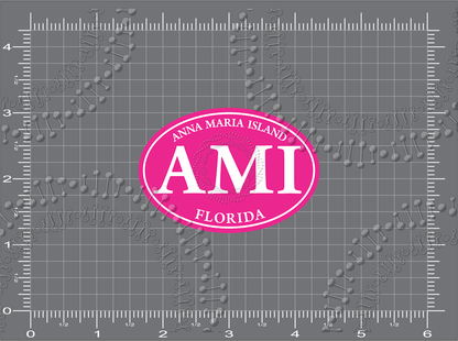 Anna Maria Island, FL - AMI Pink Oval Decal