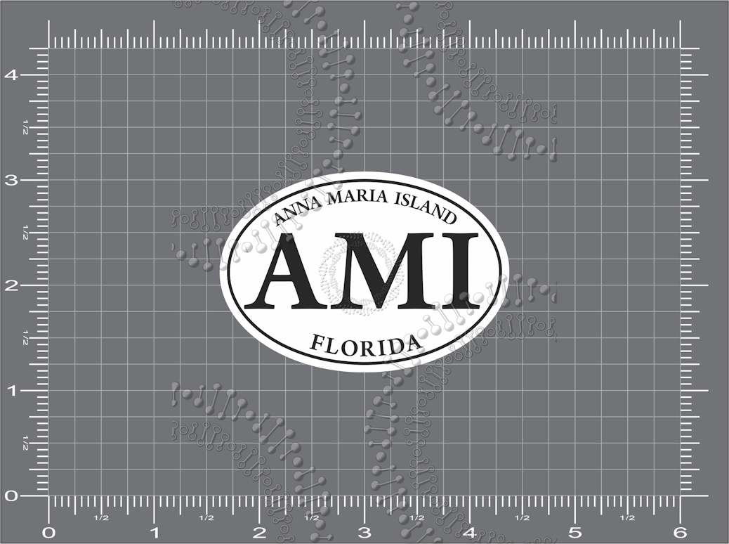 Anna Maria Island, FL - AMI White Oval Decal