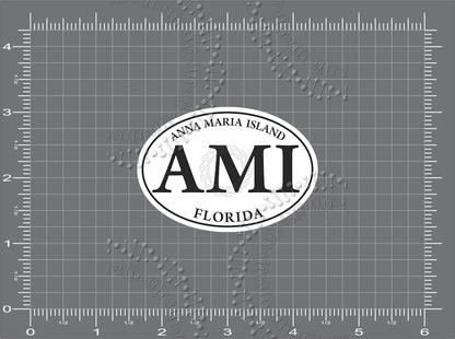 Anna Maria Island, FL - AMI White Oval Decal