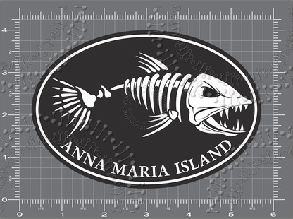 Anna Maria Island, FL - Black Fishbonz Decal