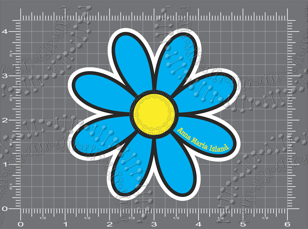 Anna Maria Island, FL - Cyan Daisy Decal