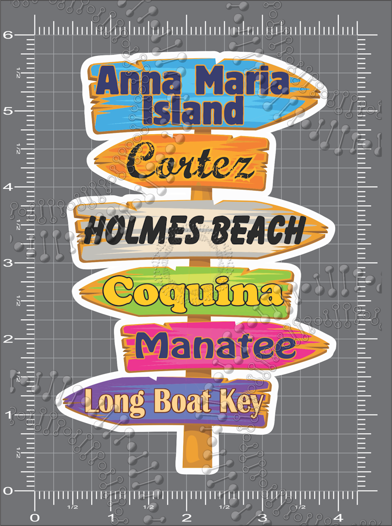 Anna Maria Island, FL - Directional Sign Decal