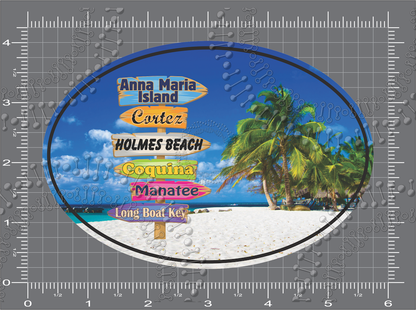 Anna Maria Island, FL - Directional Sign on Beach Decal