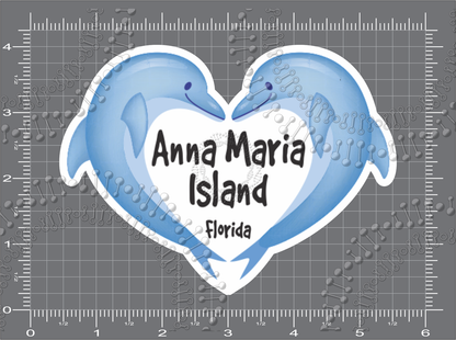 Anna Maria Island, FL - Dolphin Heart Decal