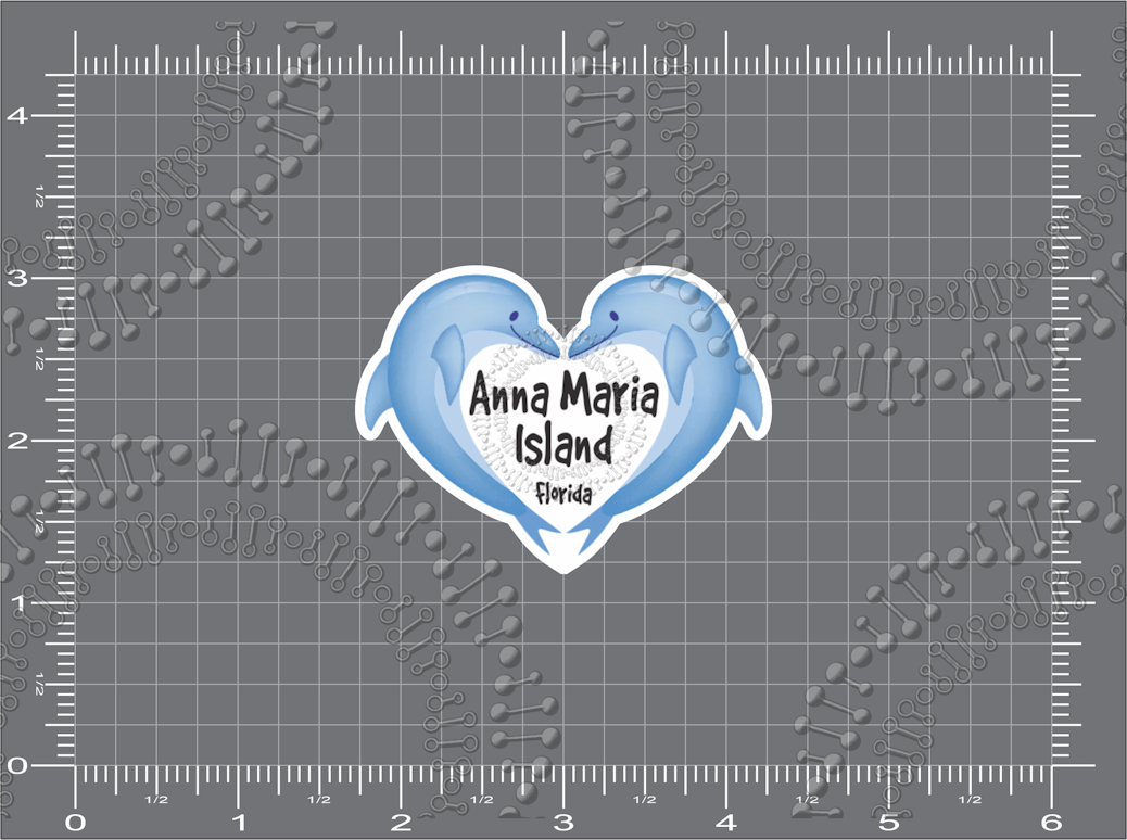 Anna Maria Island, FL - Dolphin Heart Decal