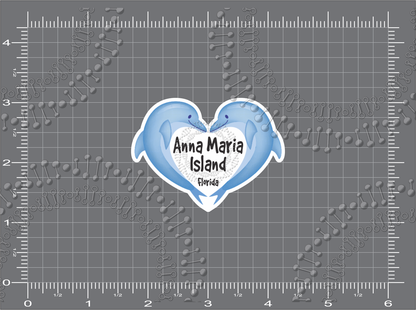 Anna Maria Island, FL - Dolphin Heart Decal