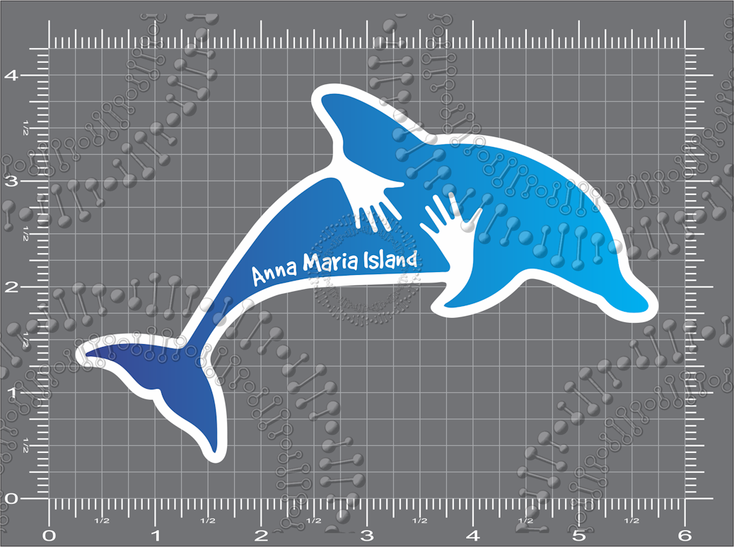 Anna Maria Island, FL - Dolphin Hug Blue Gradient Decal