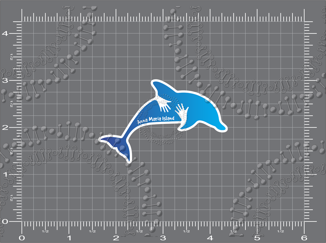 Anna Maria Island, FL - Dolphin Hug Blue Gradient Decal