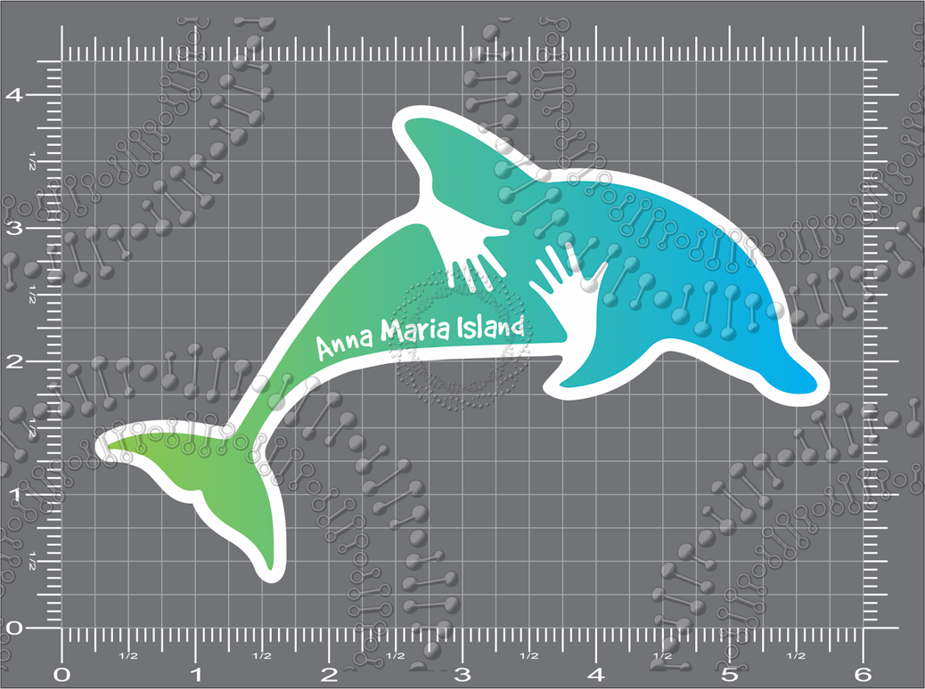 Anna Maria Island, FL - Dolphin Hug Green Gradient Decal