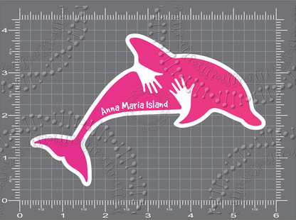 Anna Maria Island, FL - Dolphin Hug Pink Decal