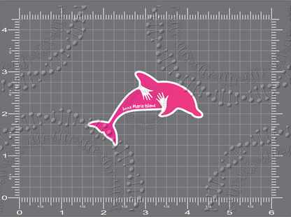 Anna Maria Island, FL - Dolphin Hug Pink Decal