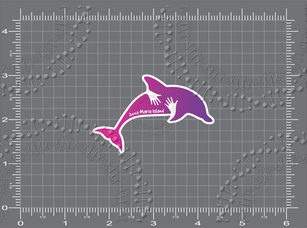 Anna Maria Island, FL - Dolphin Hug Purple Gradient Decal