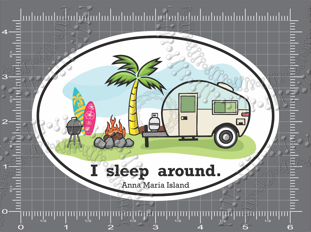 Anna Maria Island, FL - I Sleep Around with Surfboard Decal