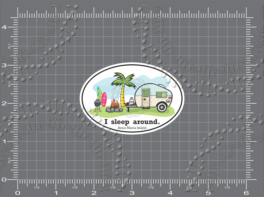 Anna Maria Island, FL - I Sleep Around with Surfboard Decal