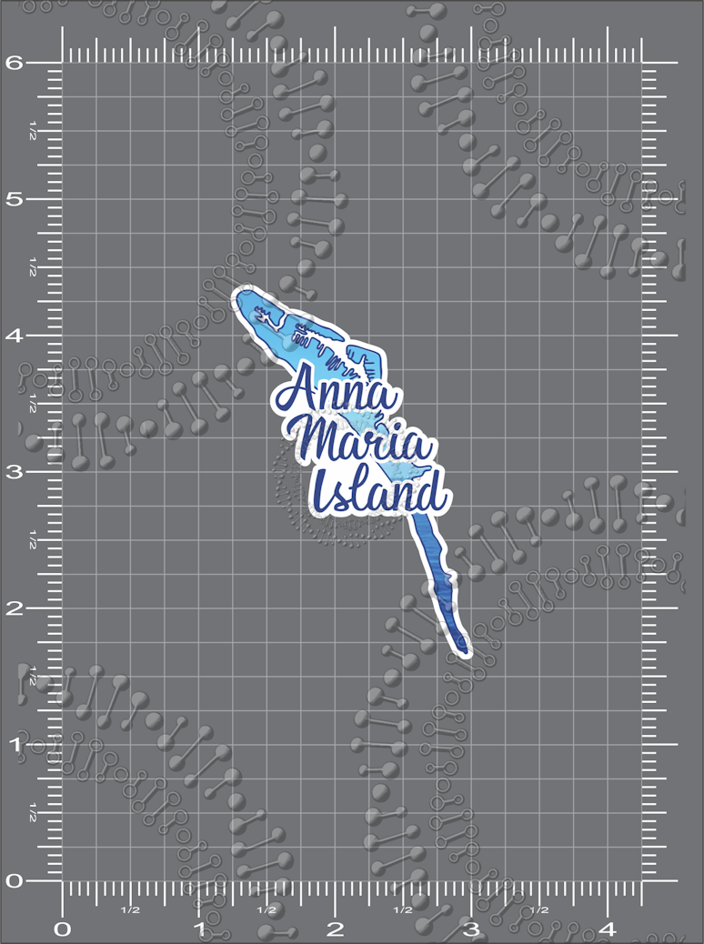 Anna Maria Island, FL - Island Shape with Cursive Text Decal