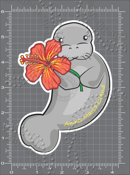 Anna Maria Island, FL - Manatee Orange and Yellow Flower Decal