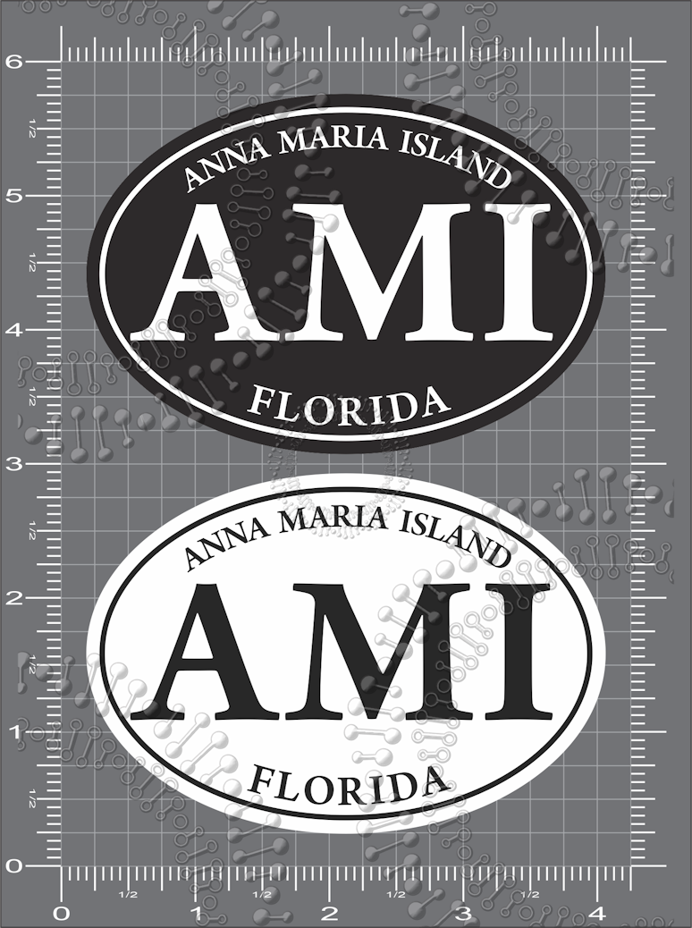 Anna Maria Island, FL - Mini Black and White AMI Decal