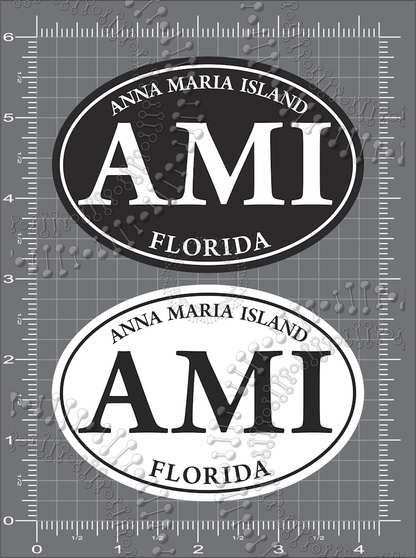 Anna Maria Island, FL - Mini Black and White AMI Decal